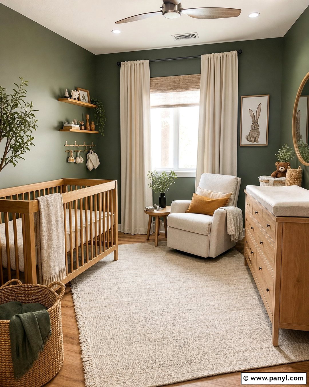 Dark Green Nursery Walls With Light Wood - 35 Dark Green Painted Walls