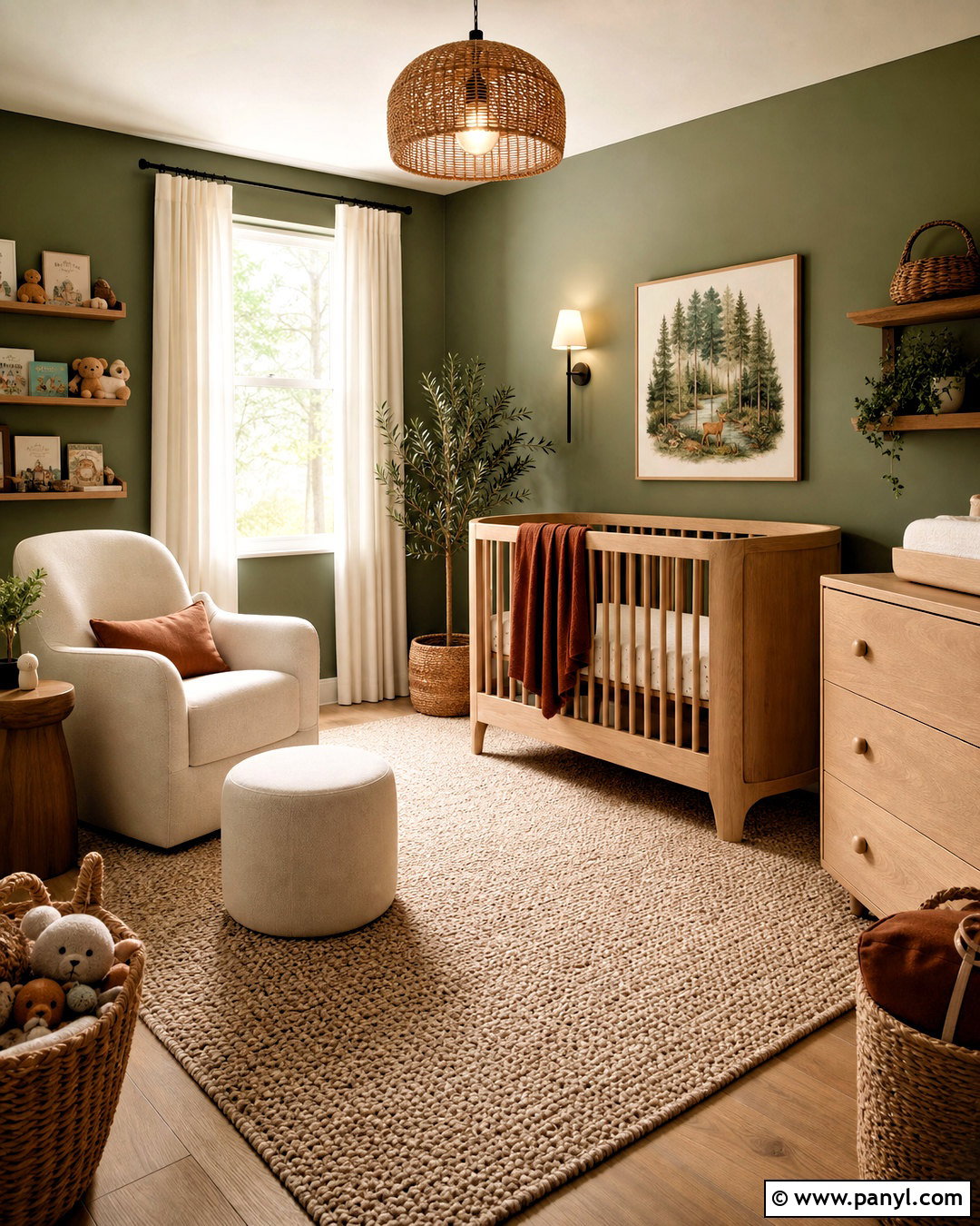 Dark Green Nursery With Soft Neutrals - 20 dark green interior ideas