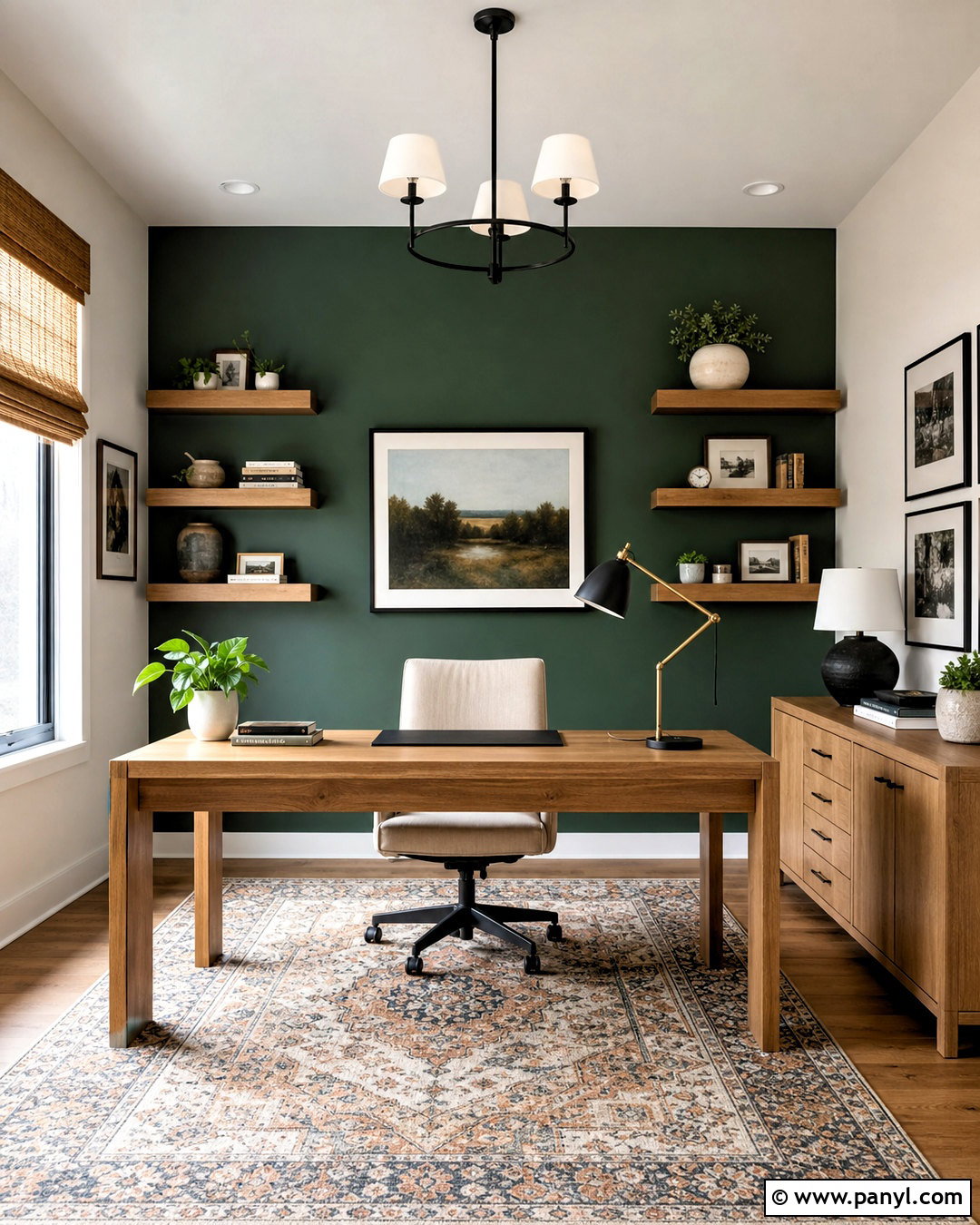 Dark Green Office Accent Wall - 20 dark green office walls