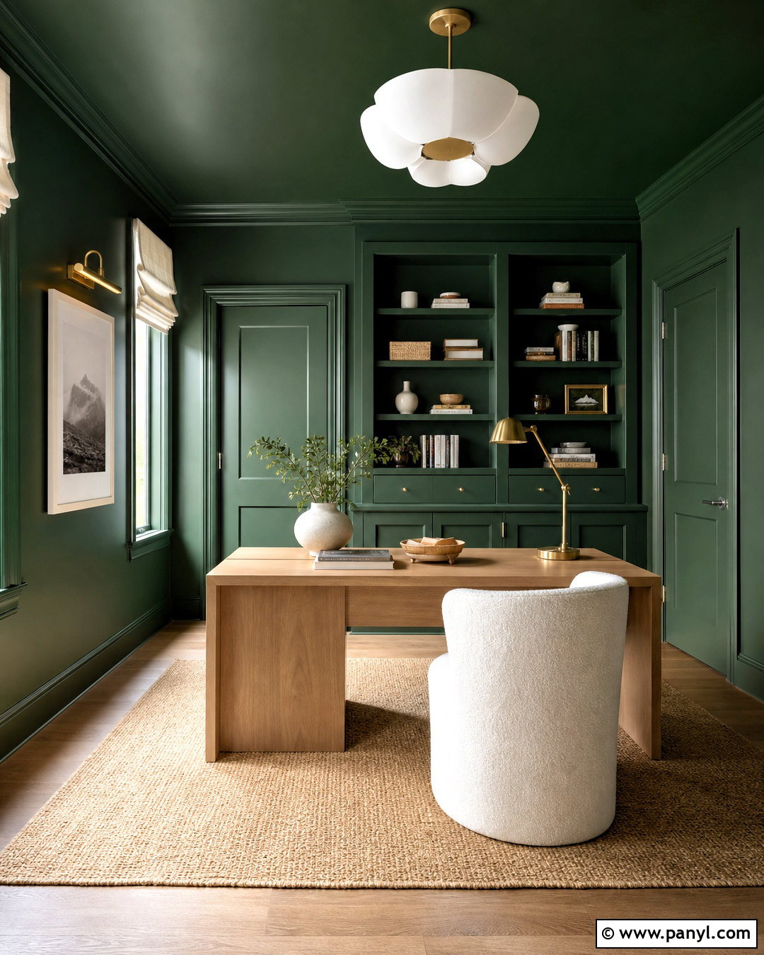 Dark Green Office Color Drenching - 20 dark green office walls