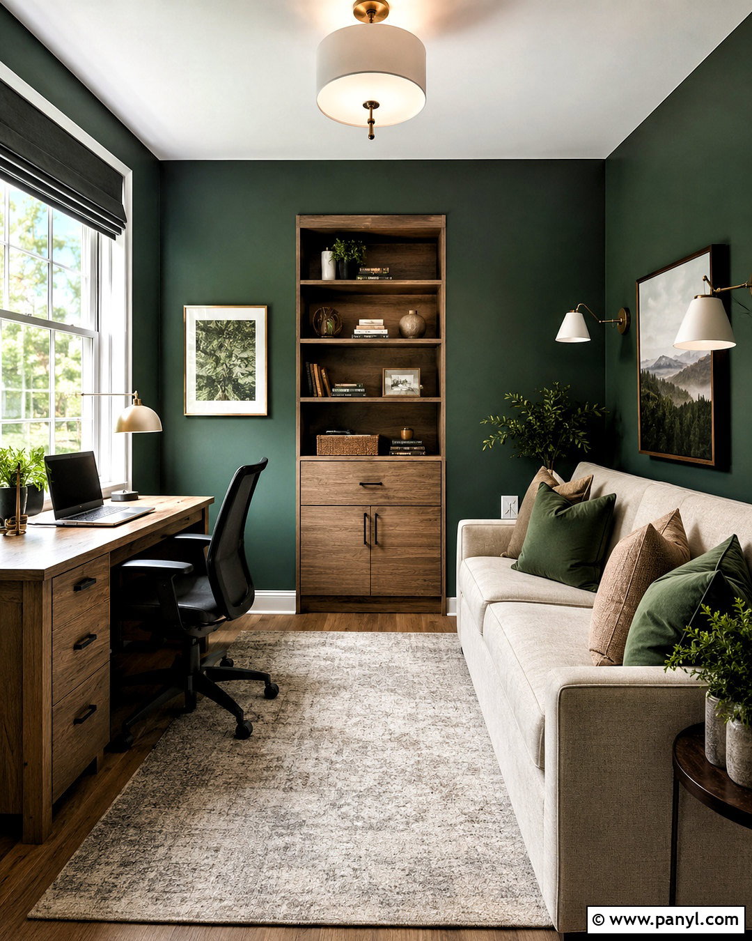 Dark Green Office Guest Room - 20 dark green office ideas