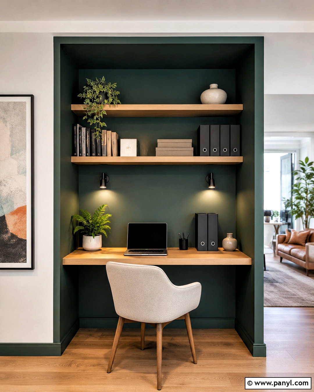 Dark Green Office Nook - 20 dark green office ideas