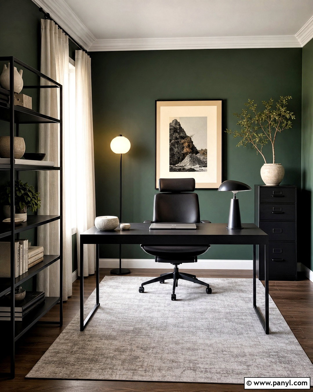 Dark Green Office Walls With Black Furniture - 20 dark green office walls
