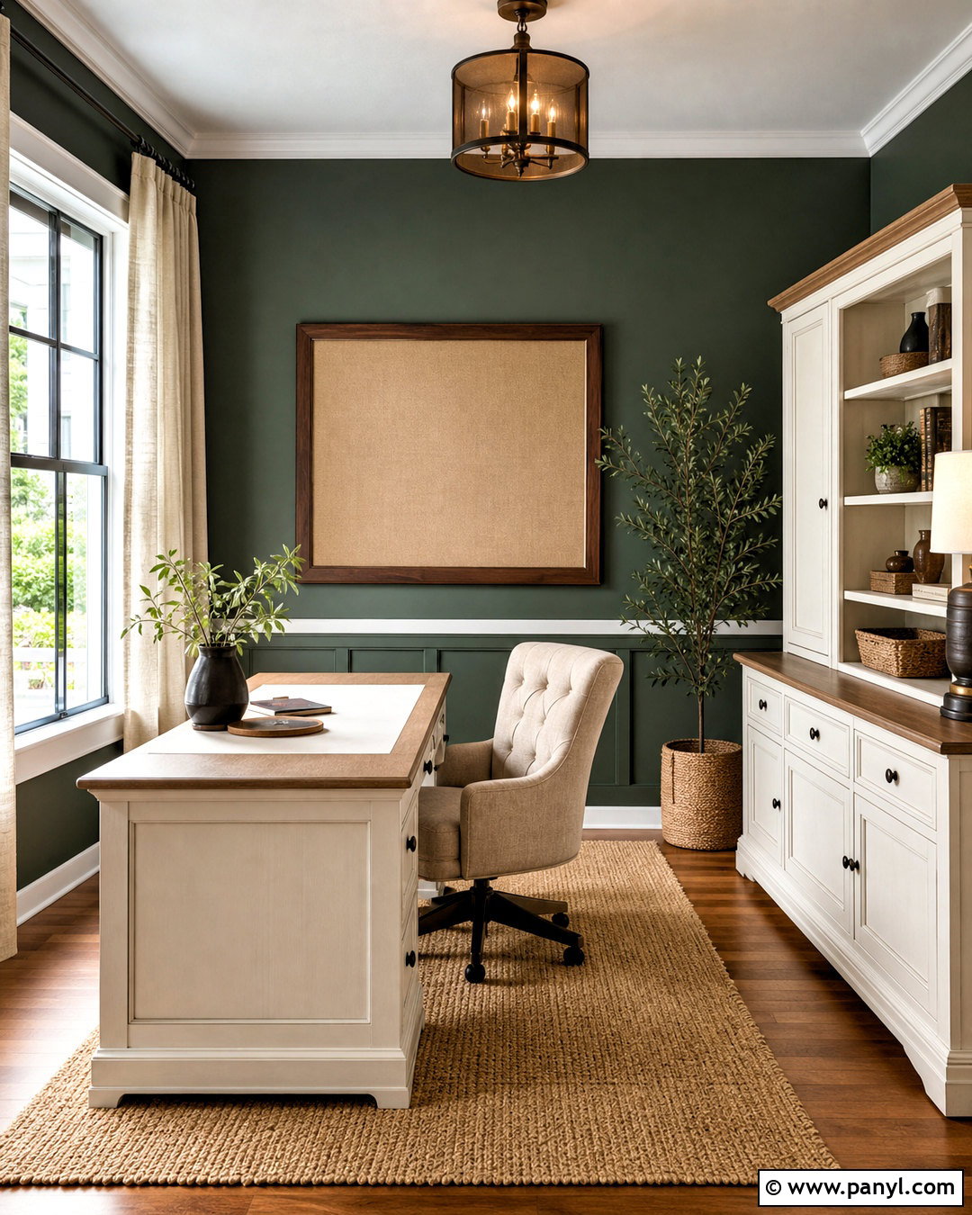 Dark Green Office Walls With Cream Furniture - 20 dark green office walls