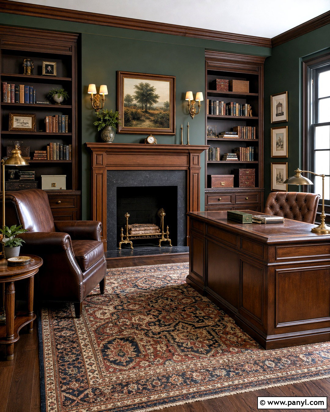 Dark Green Office Walls With Fireplace - 20 dark green office walls