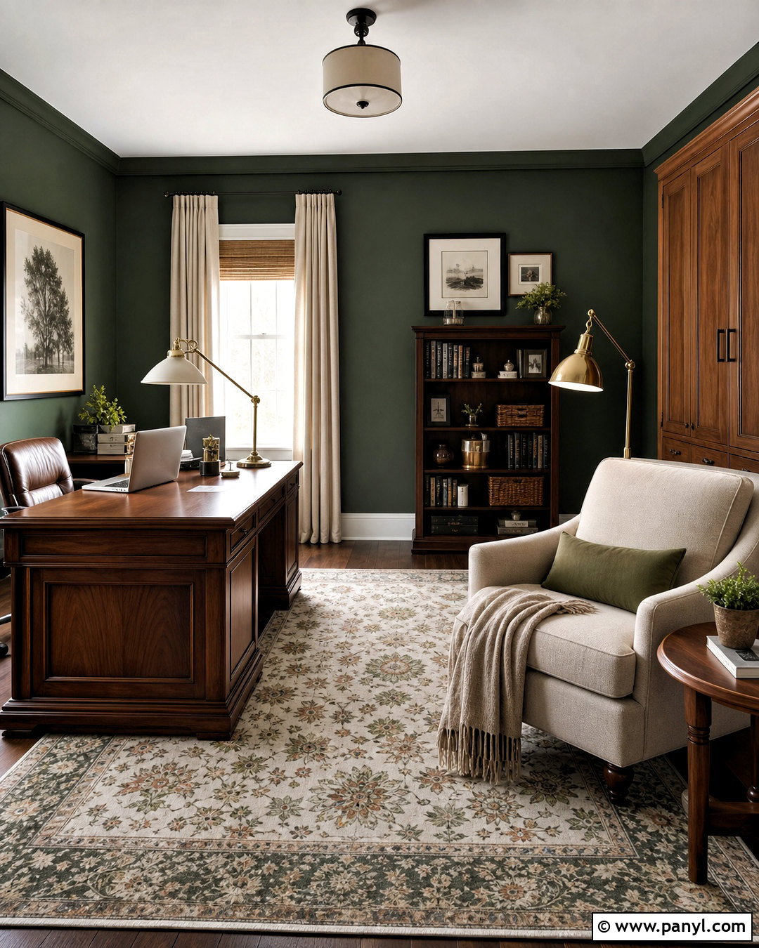 Dark Green Office Walls With Reading Corner - 20 dark green office walls