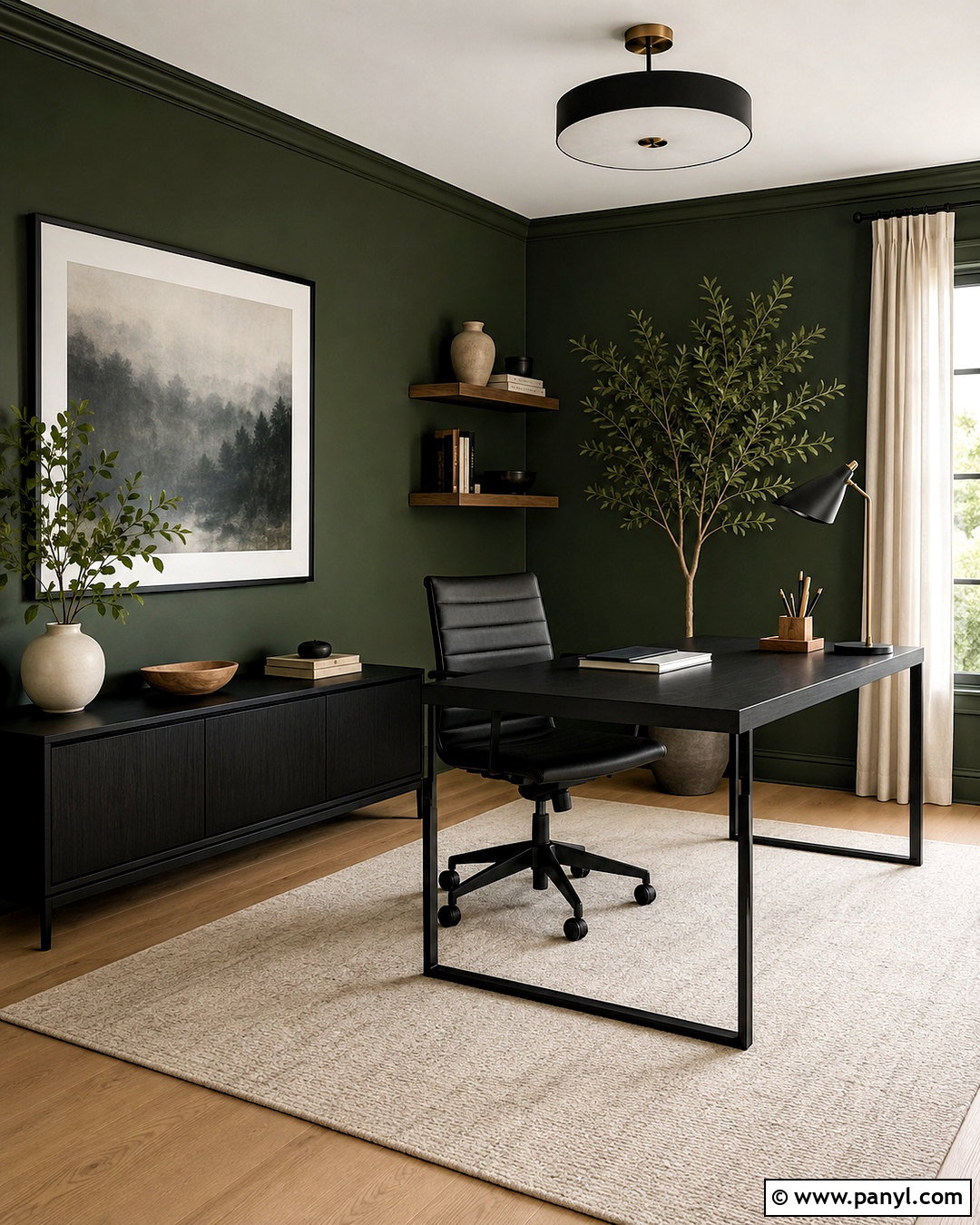 Dark Green Office With Black Furniture - 20 dark green office ideas