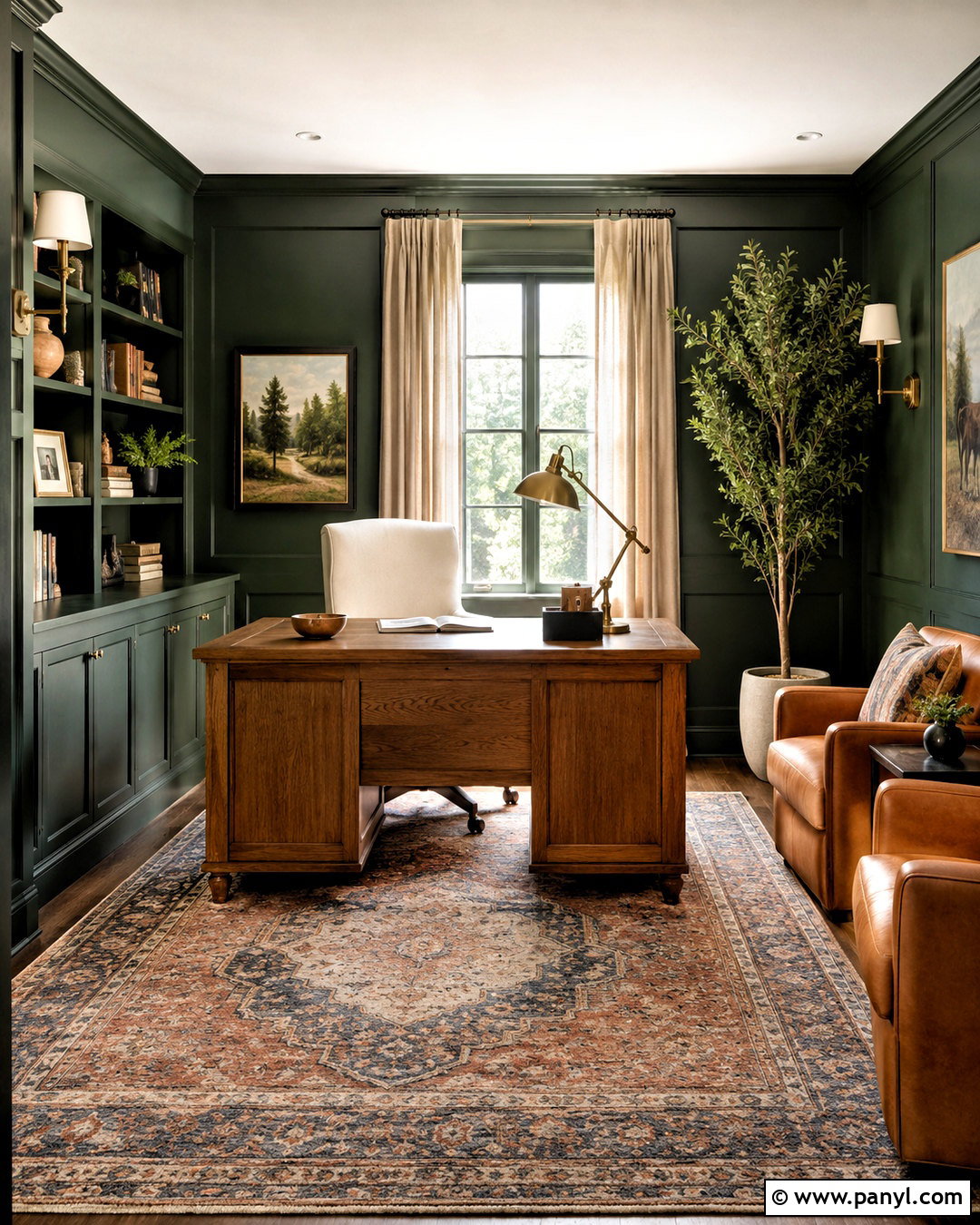 Dark Green Office - 20 office decor ideas