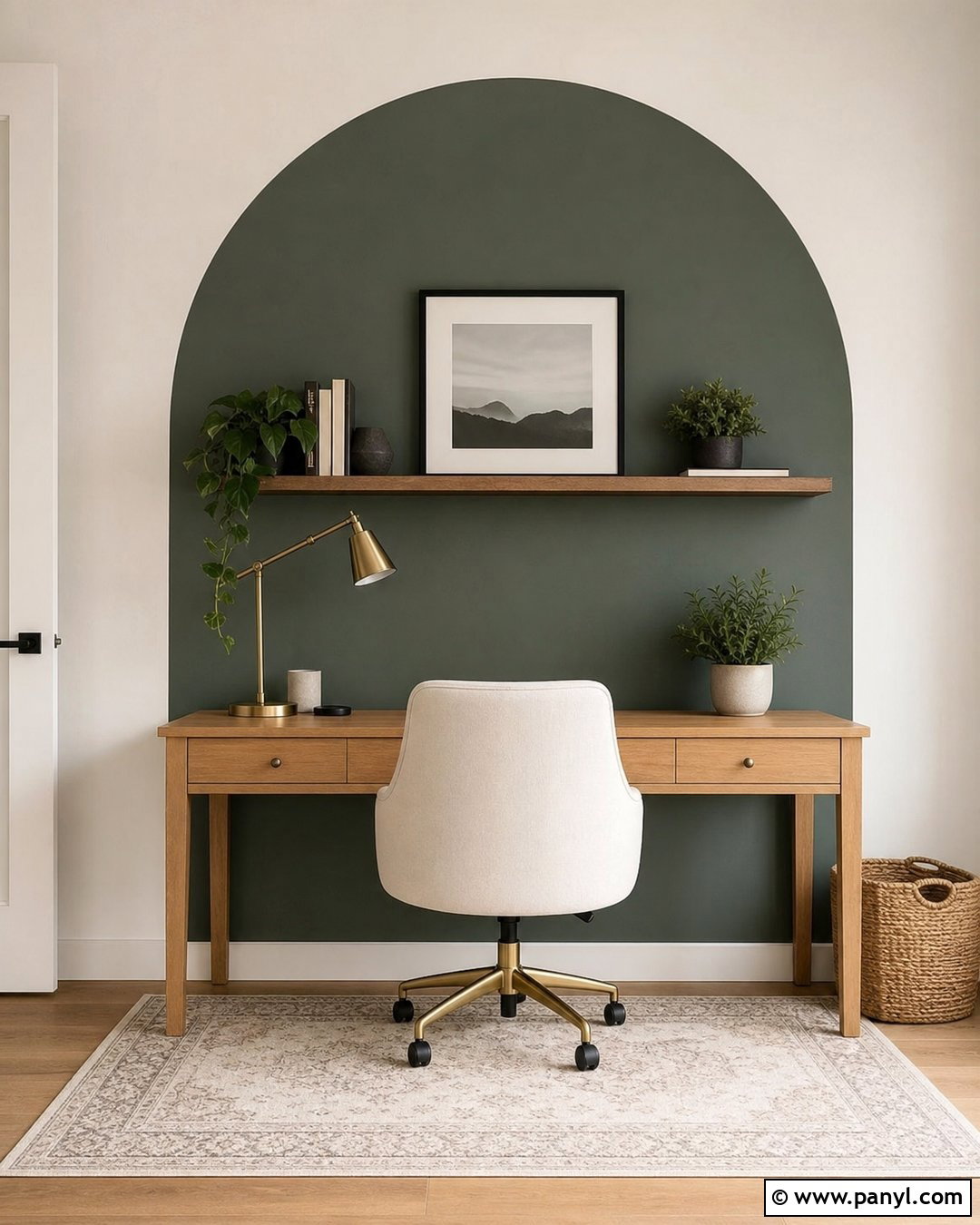 Dark Green Painted Arch Accent Wall - 45 dark green accent wall ideas