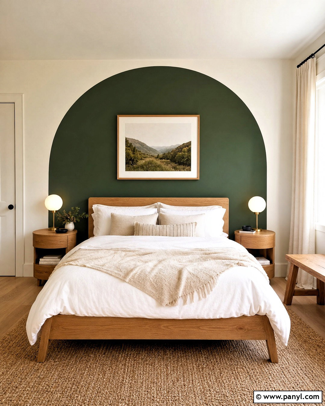 Dark Green Painted Arch Behind The Bed - 20 dark green accent wall bedroom ideas