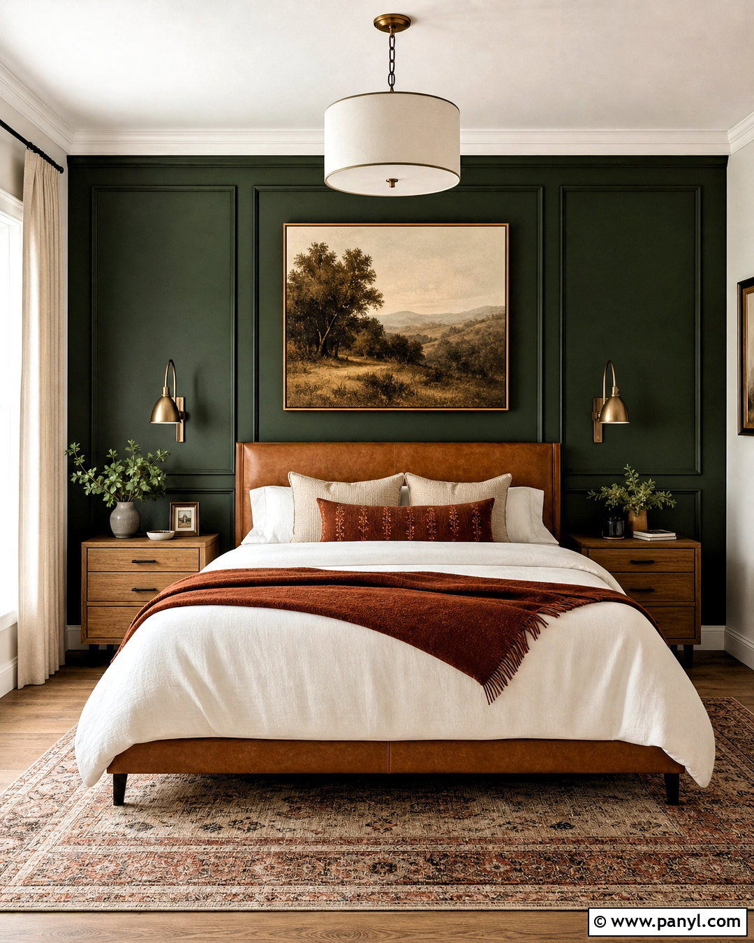 Dark Green Paneled Bedroom Wall - 20 bedroom wall accent ideas