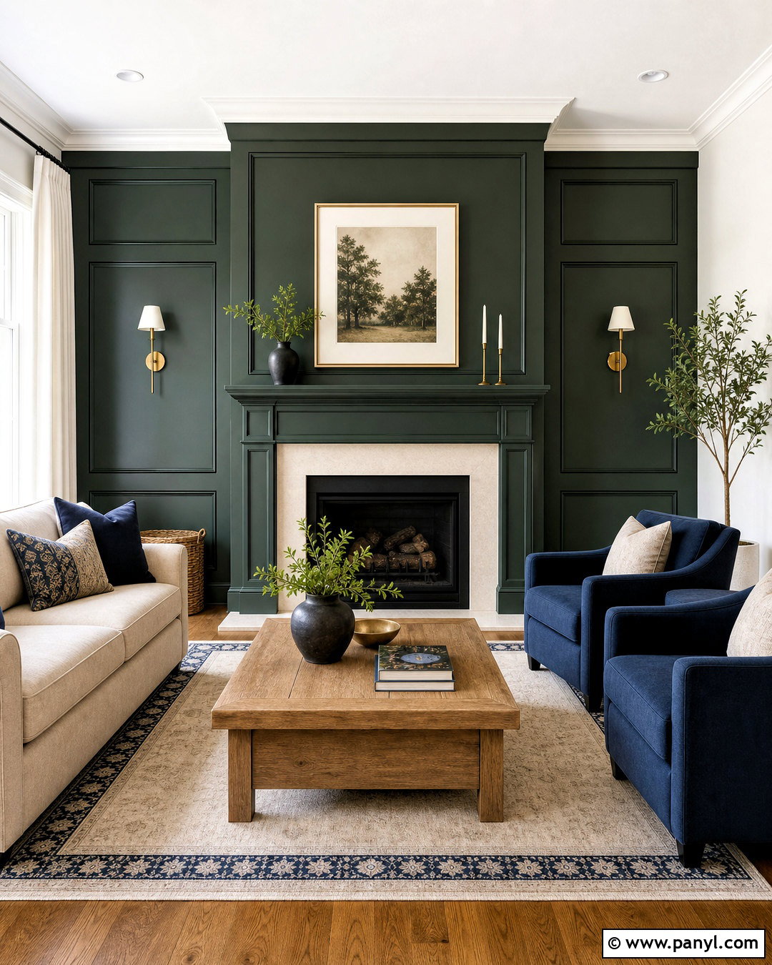 Dark Green Paneled Fireplace Wall - 20 dark green fireplace ideas