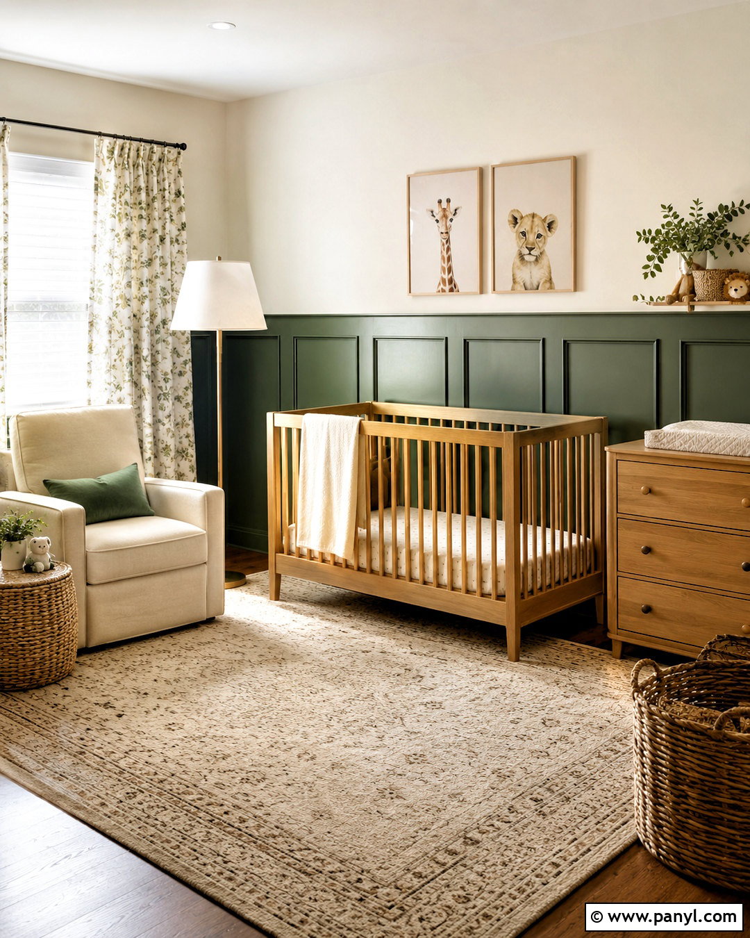 Dark Green Paneled Nursery - 20 dark paneled walls