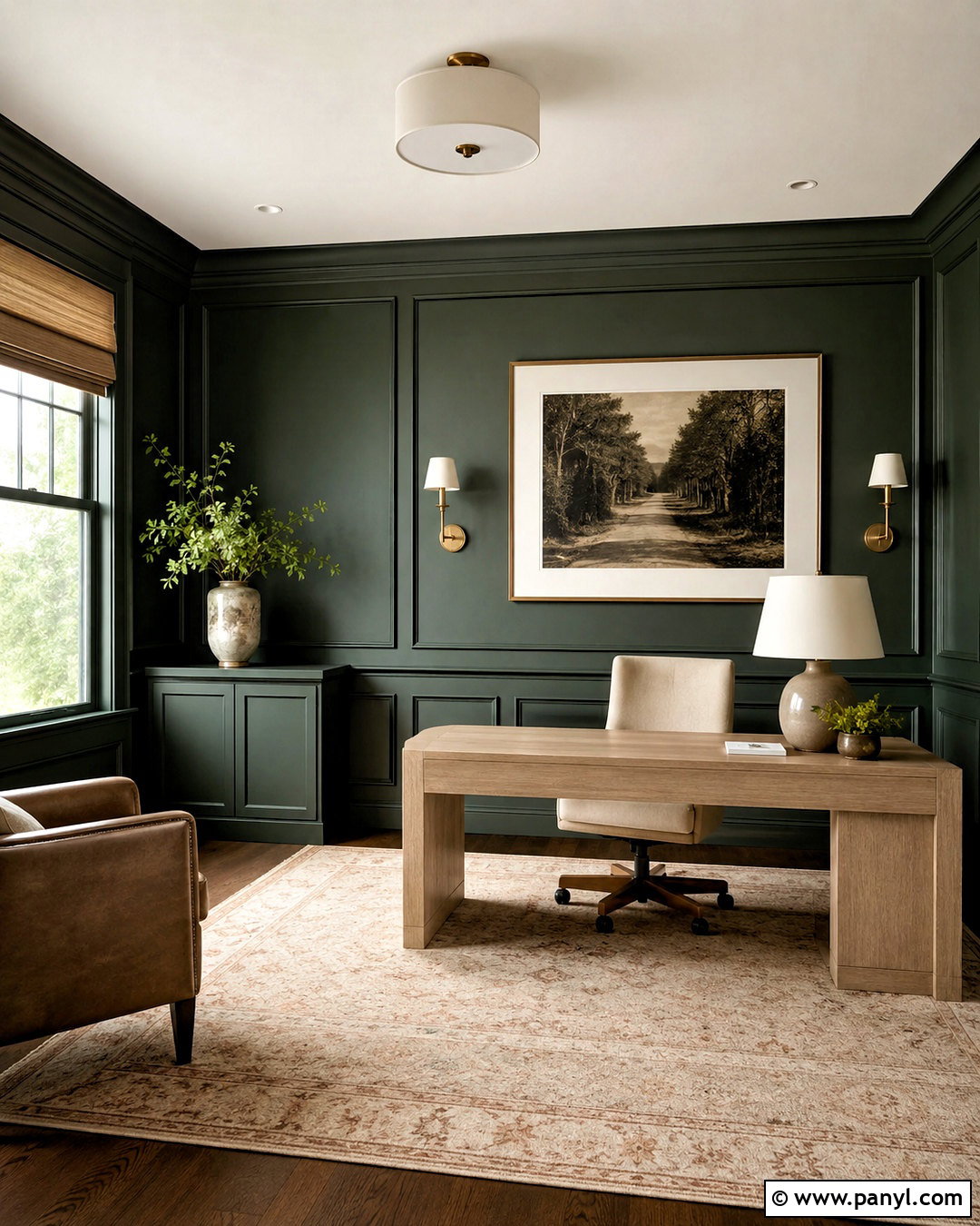 Dark Green Paneled Office - 20 dark green office ideas