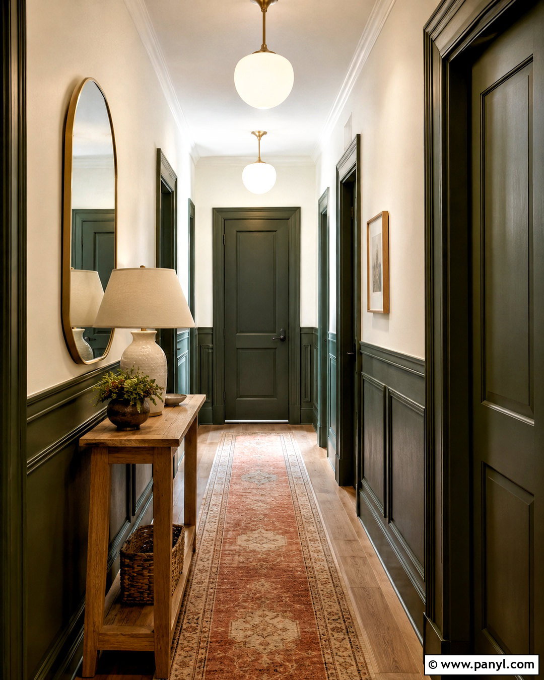 Dark Green Panelling Hallway - 20 dark green panelling ideas