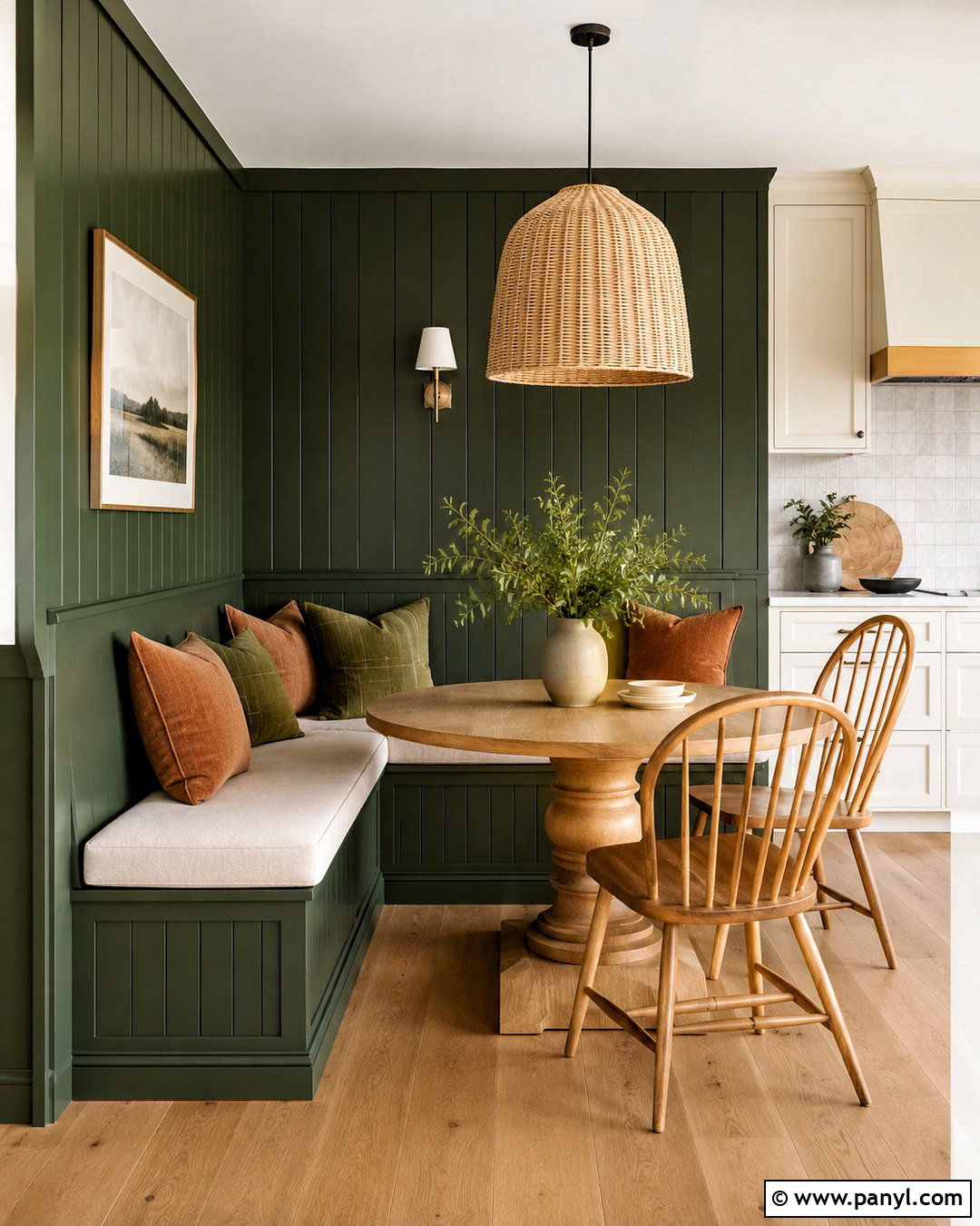 Dark Green Panelling Kitchen Banquette - 20 dark green panelling ideas