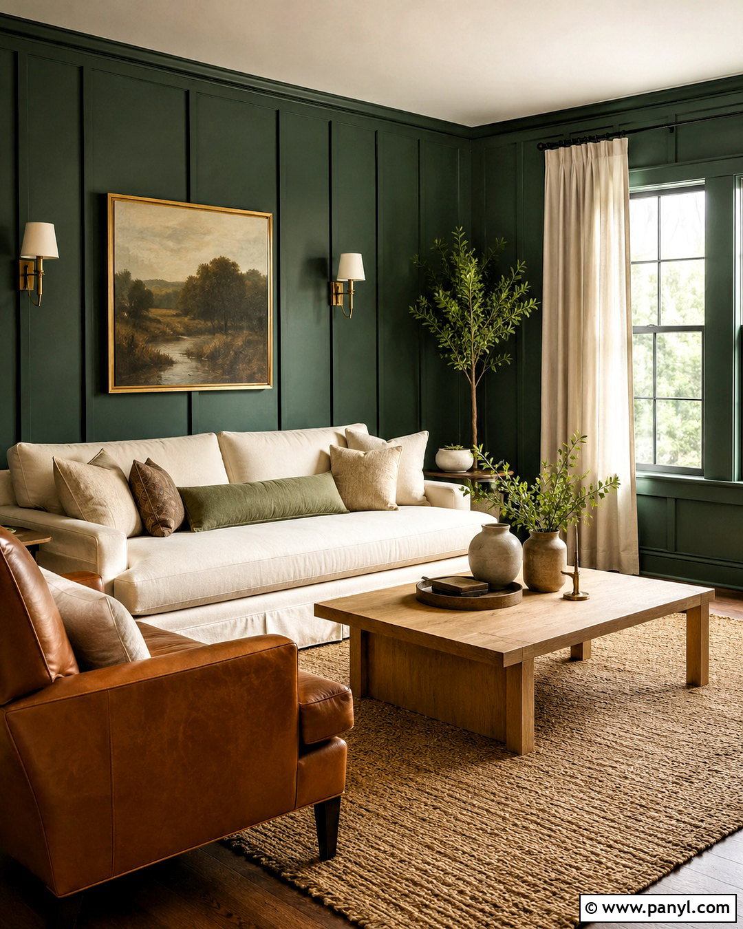 Dark Green Panelling Living Room - 20 dark green panelling ideas