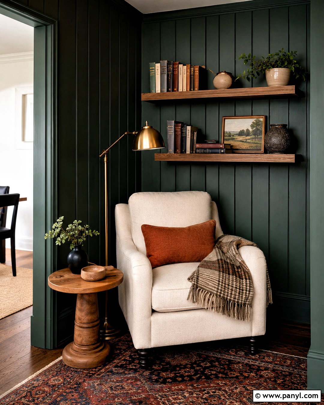 Dark Green Panelling Reading Nook - 20 dark green panelling ideas