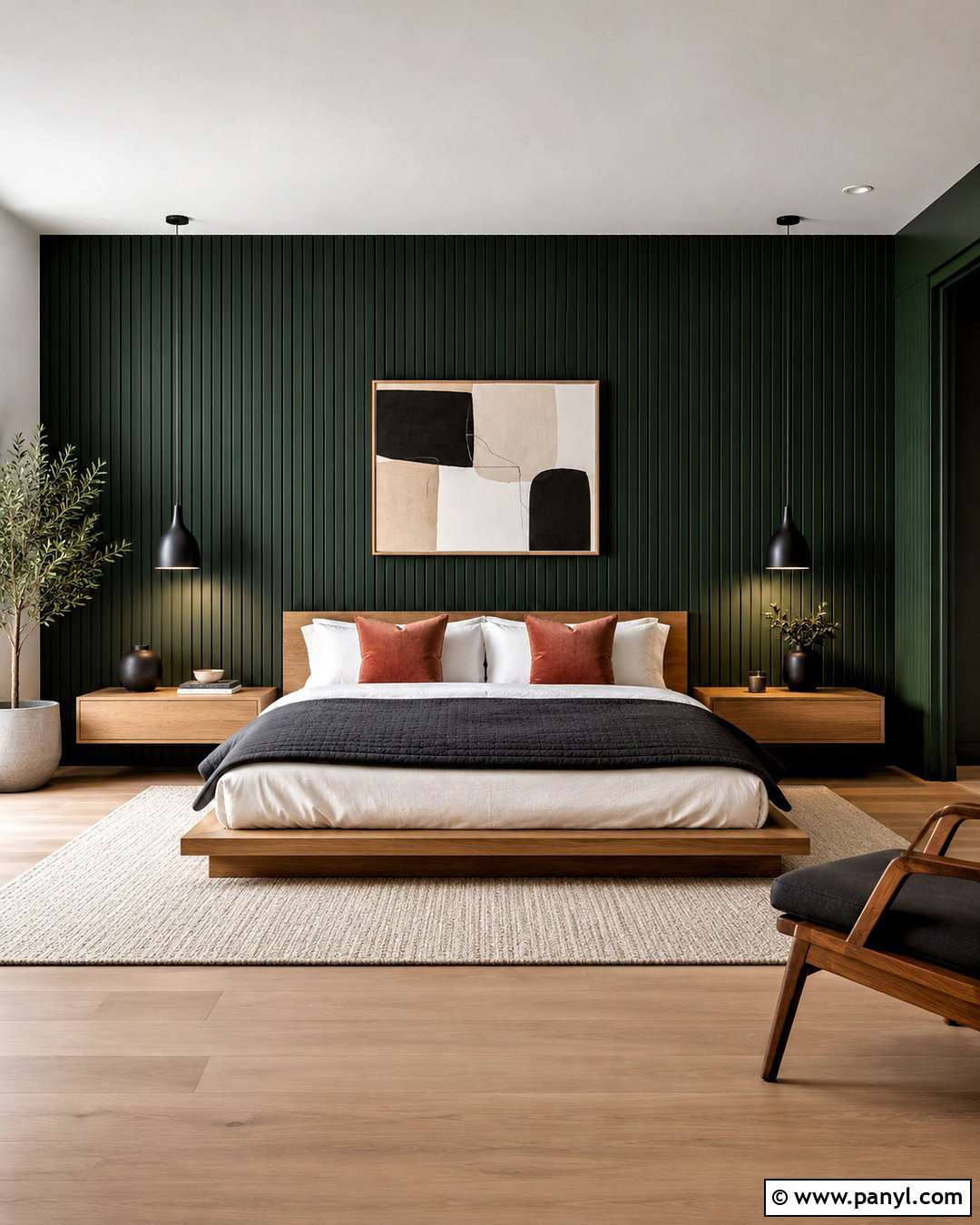 Dark Green Panelling Vertical Slats - 20 dark green panelling ideas
