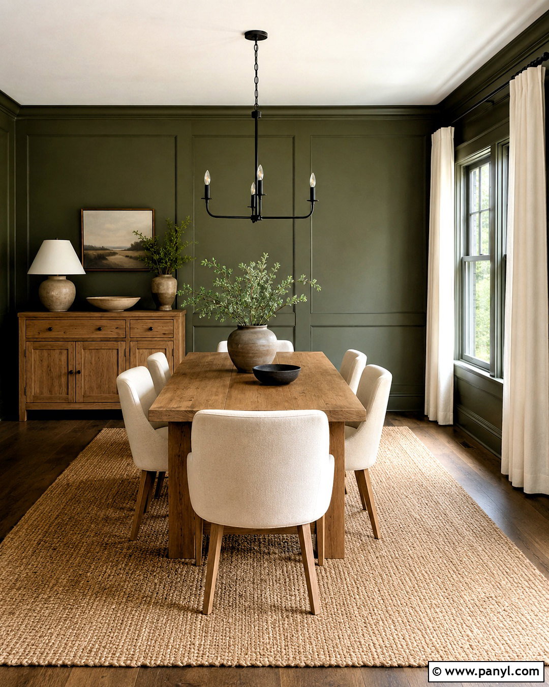Dark Green Panelling With Oak Furniture - 20 dark green panelling ideas