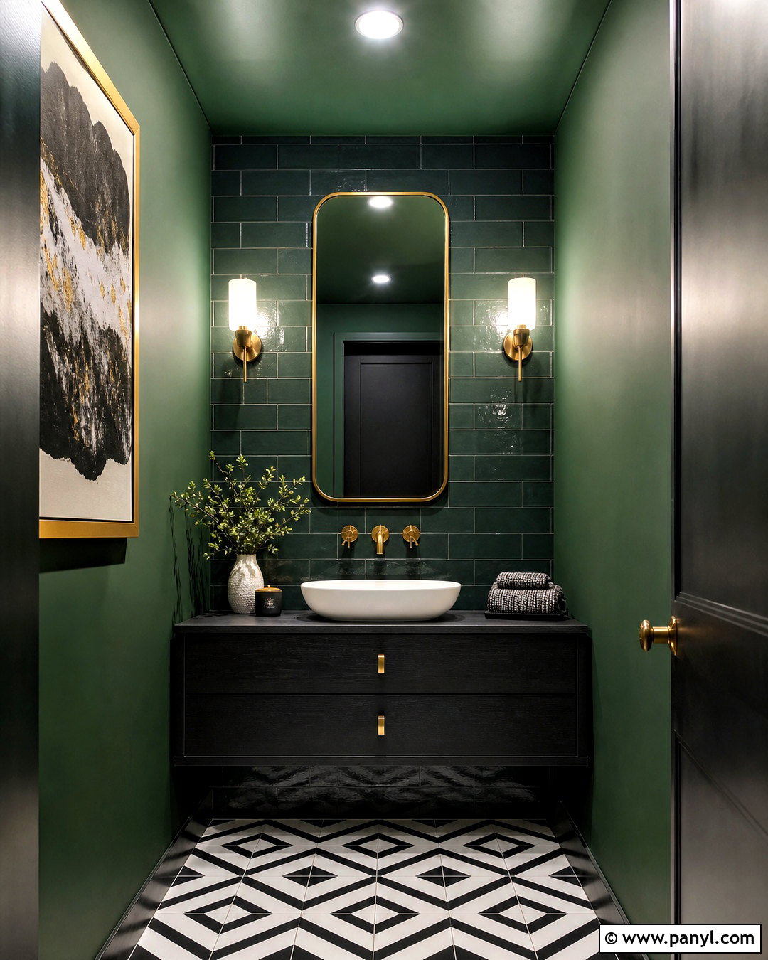 Dark Green Powder Bathroom - 20 modern green bathroom ideas