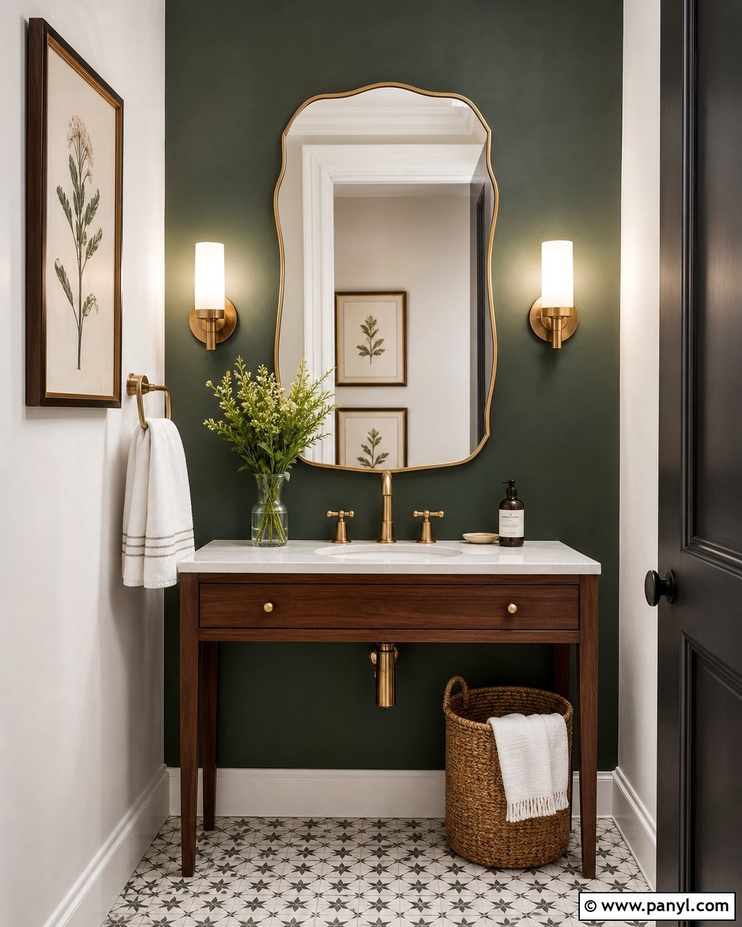 Dark Green Powder Room Accent Wall - 45 dark green accent wall ideas