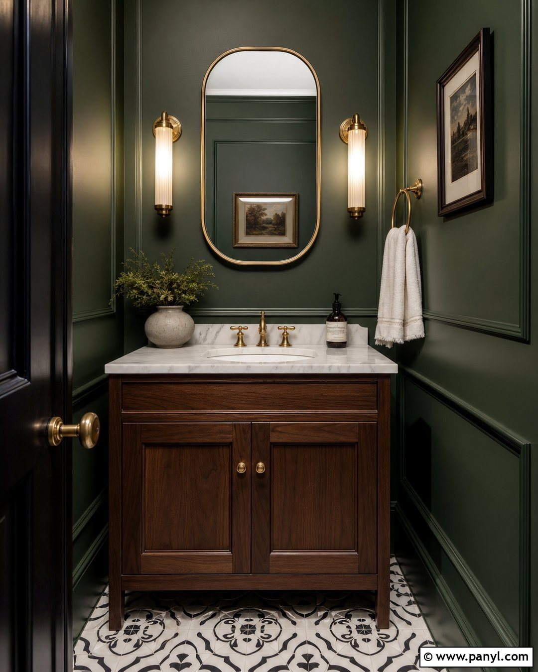Dark Green Powder Room Walls - 30 Room Green Walls