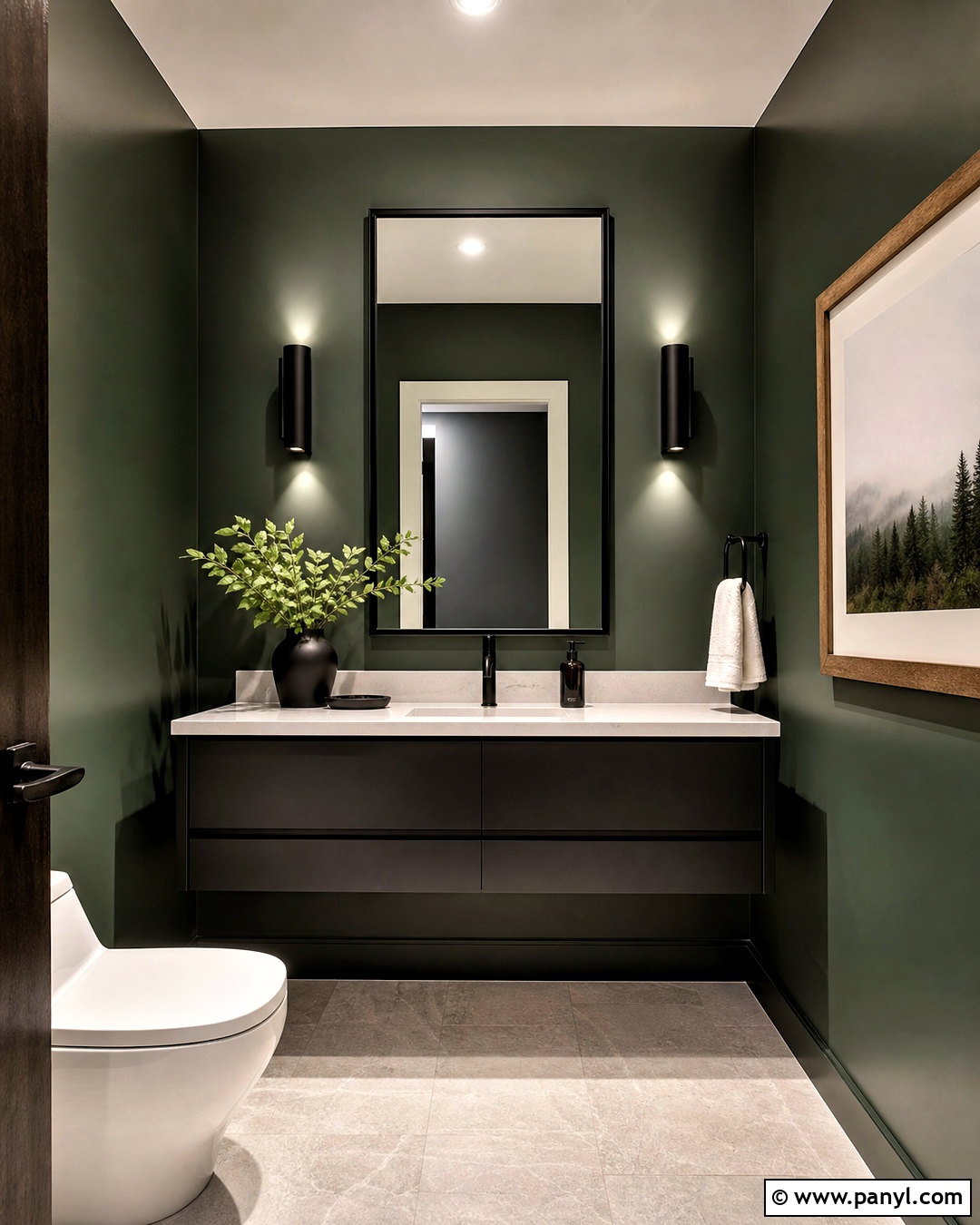 20 Dark Green Powder Room Ideas for a Moody, Luxe Makeover