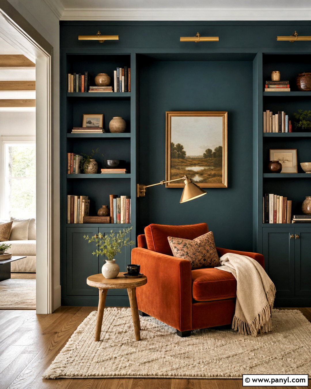 Dark Green Reading Nook With Velvet Seating - 20 dark green interior ideas