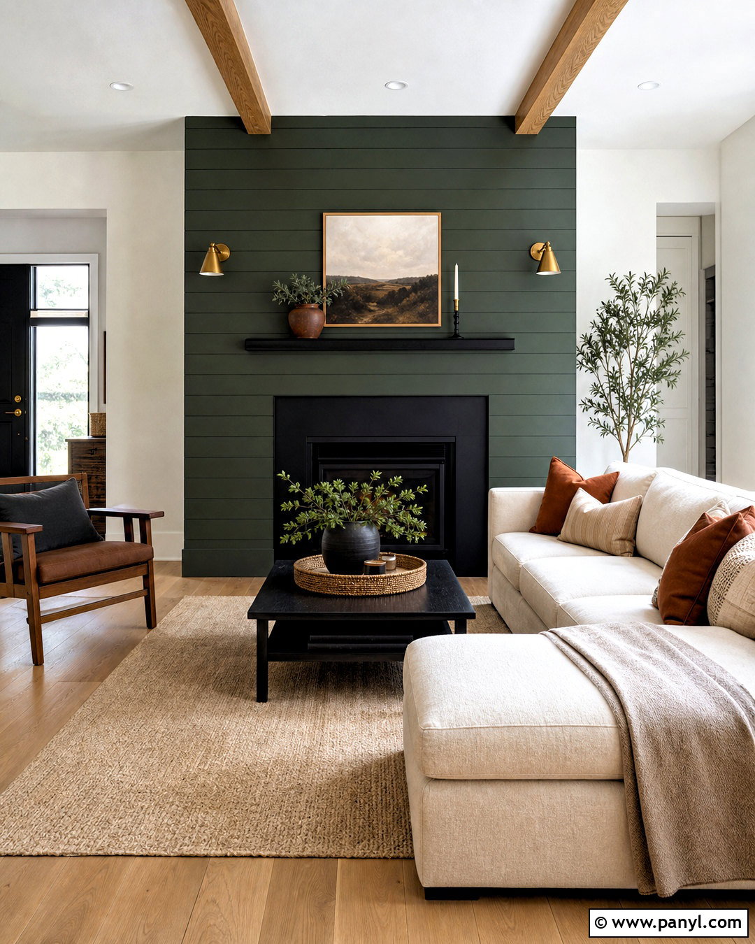 Dark Green Shiplap Fireplace With Black Mantel - 20 green shiplap fireplace ideas