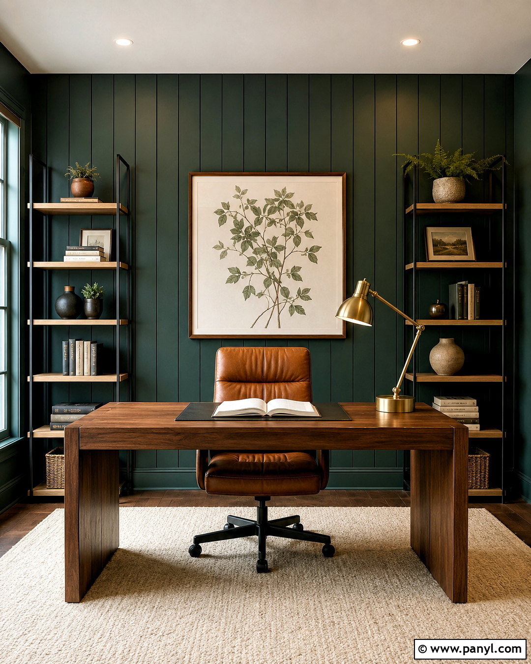 Dark Green Shiplap Home Office - 20 dark shiplap wall ideas