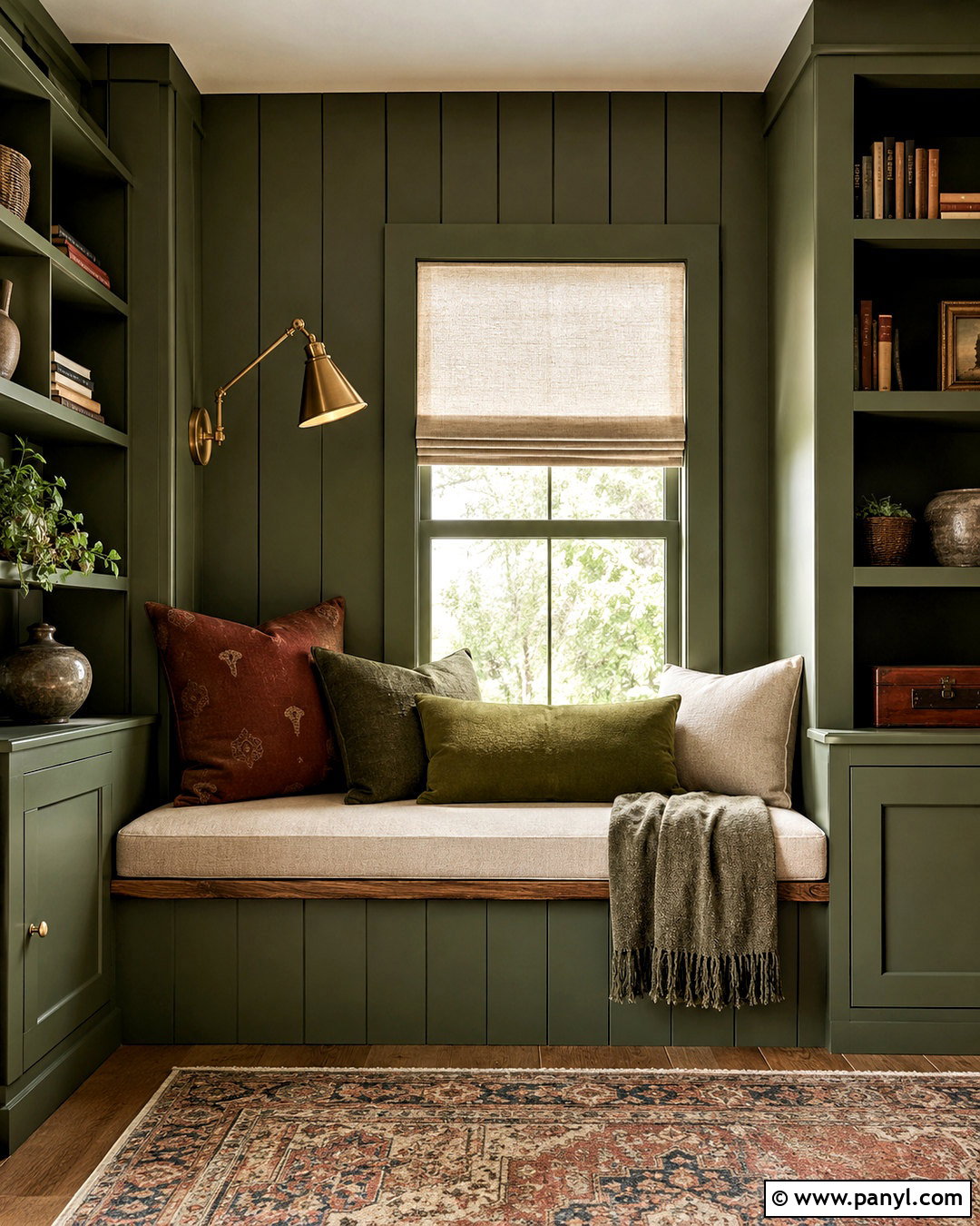 Dark Green Shiplap Reading Nook - 20 dark shiplap wall ideas