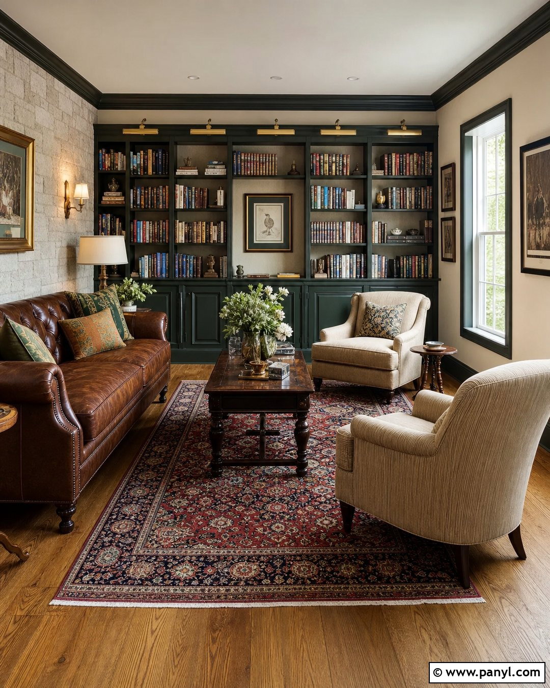 Dark Green Skirting Boards In A Home Library - 35 Dark Skirting Boards Light Walls