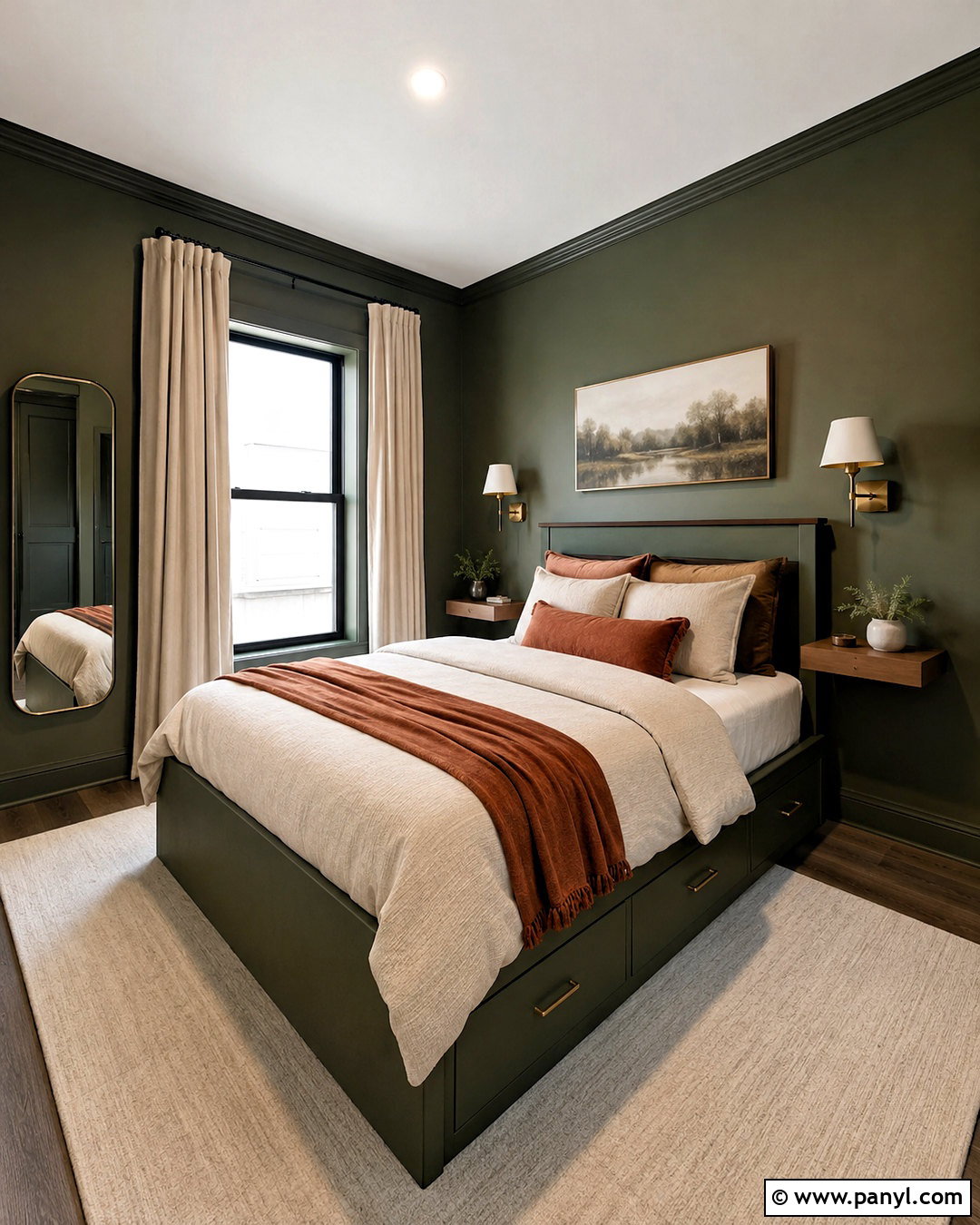 Dark Green Small Bedroom - 20 dark painted bedrooms