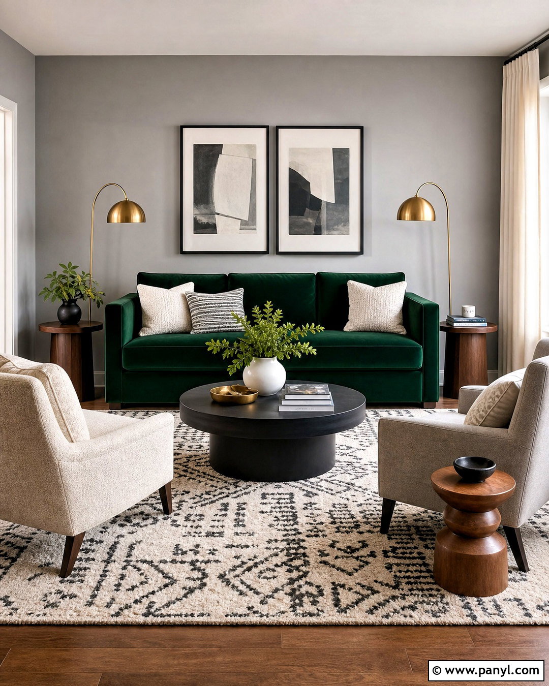 Dark Green Sofa With Grey Walls - 20 dark green and grey living room ideas