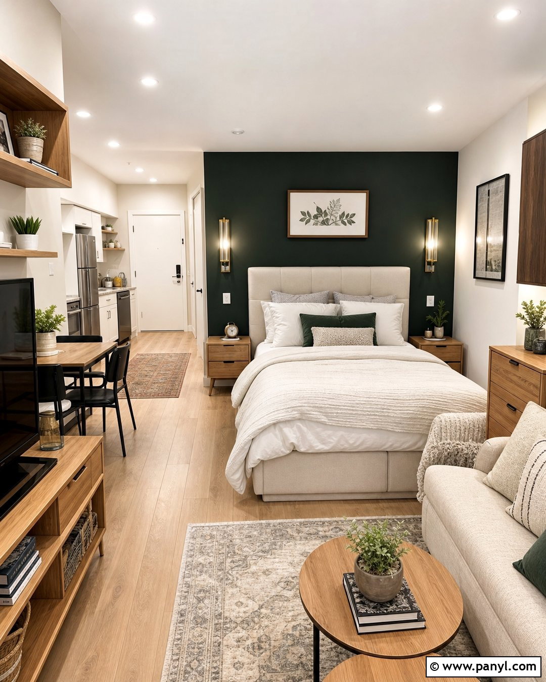 Dark Green Studio Apartment Accent Wall - 45 dark green accent wall ideas