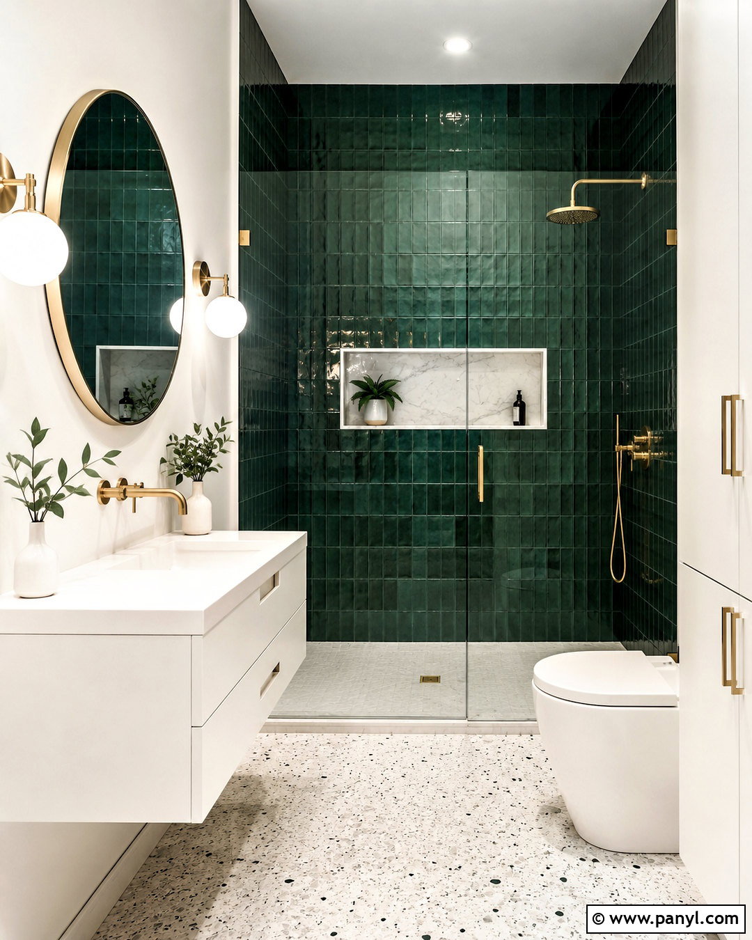 Dark Green Subway Tile Bathroom - 20 dark green and white bathroom ideas