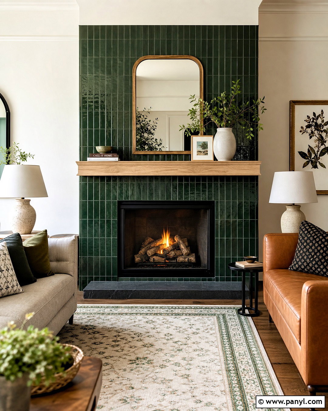 Dark Green Subway Tile Fireplace - 20 dark green fireplace ideas