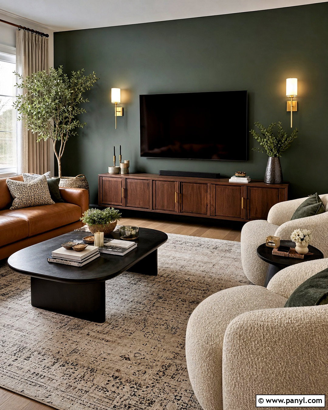 Dark Green TV Wall - 20 green tv wall ideas
