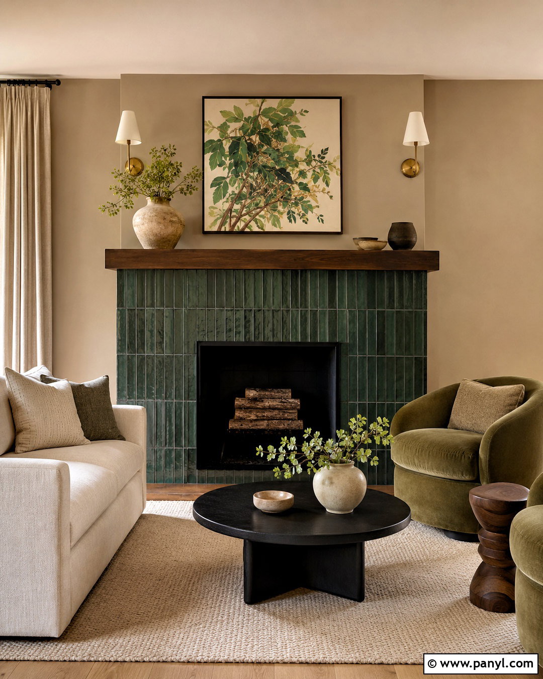 Dark Green Tile Fireplace - 20 moody fireplace ideas