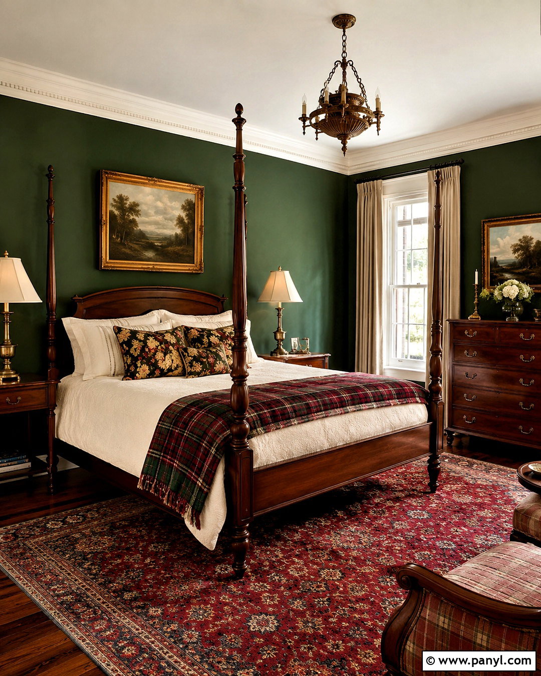 Dark Green Traditional Bedroom - 20 dark green walls bedroom ideas