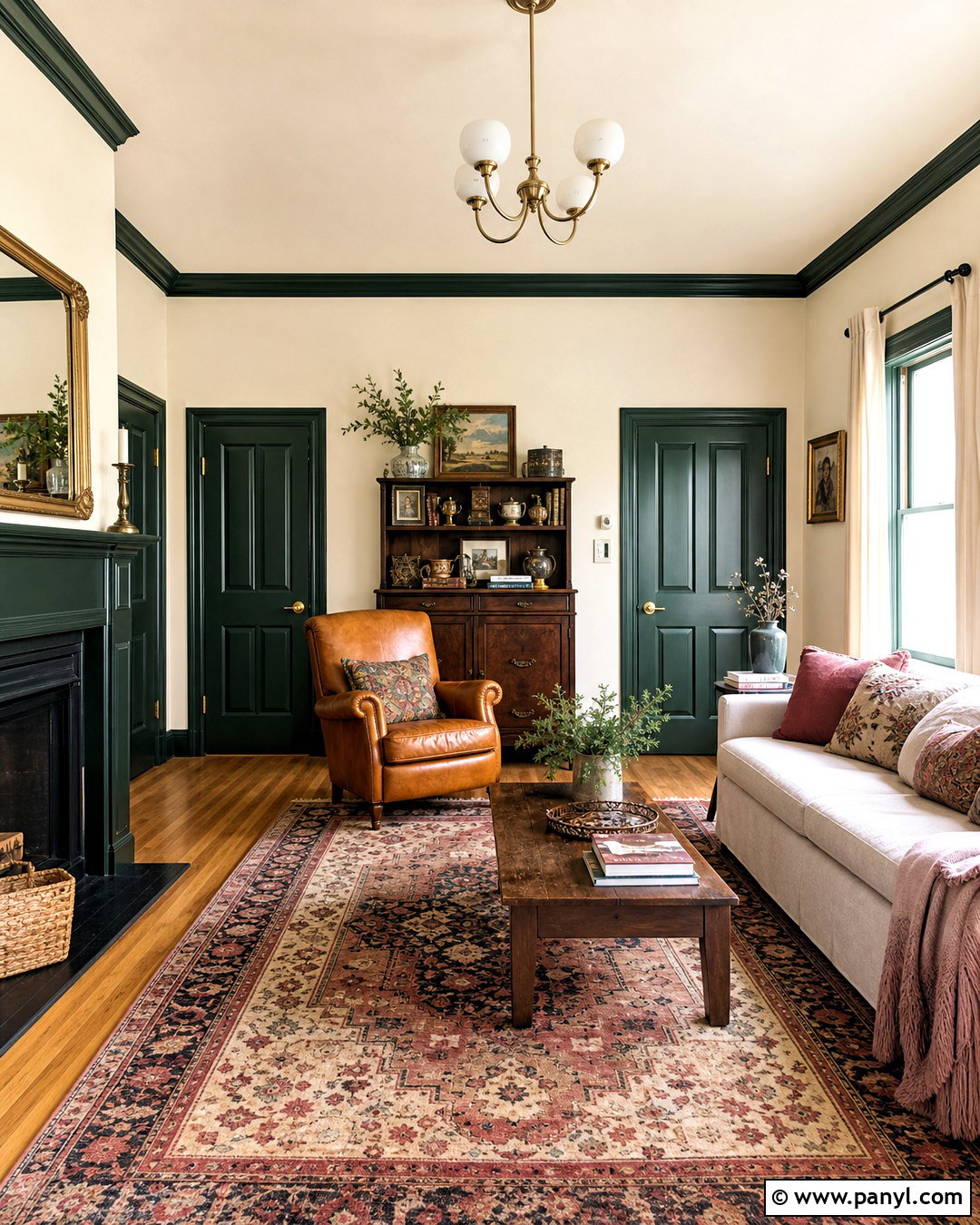 Dark Green Trim And Matching Doors - 20 dark trim and doors interior ideas