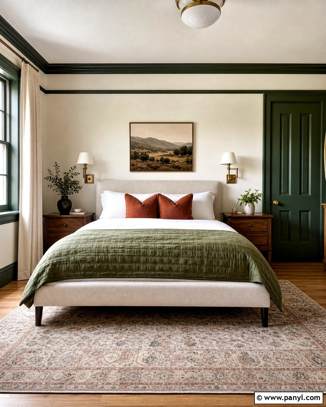 Dark Green Trim Bedroom - 20 green trim interior ideas