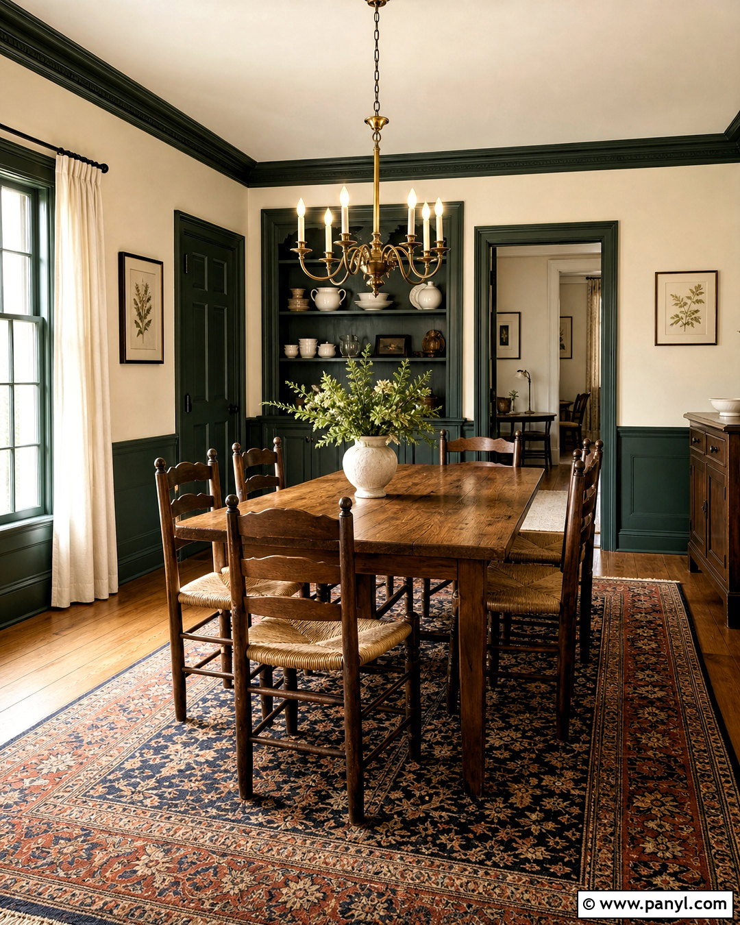 Dark Green Trim With Cream Walls - 20 dark painted trim ideas