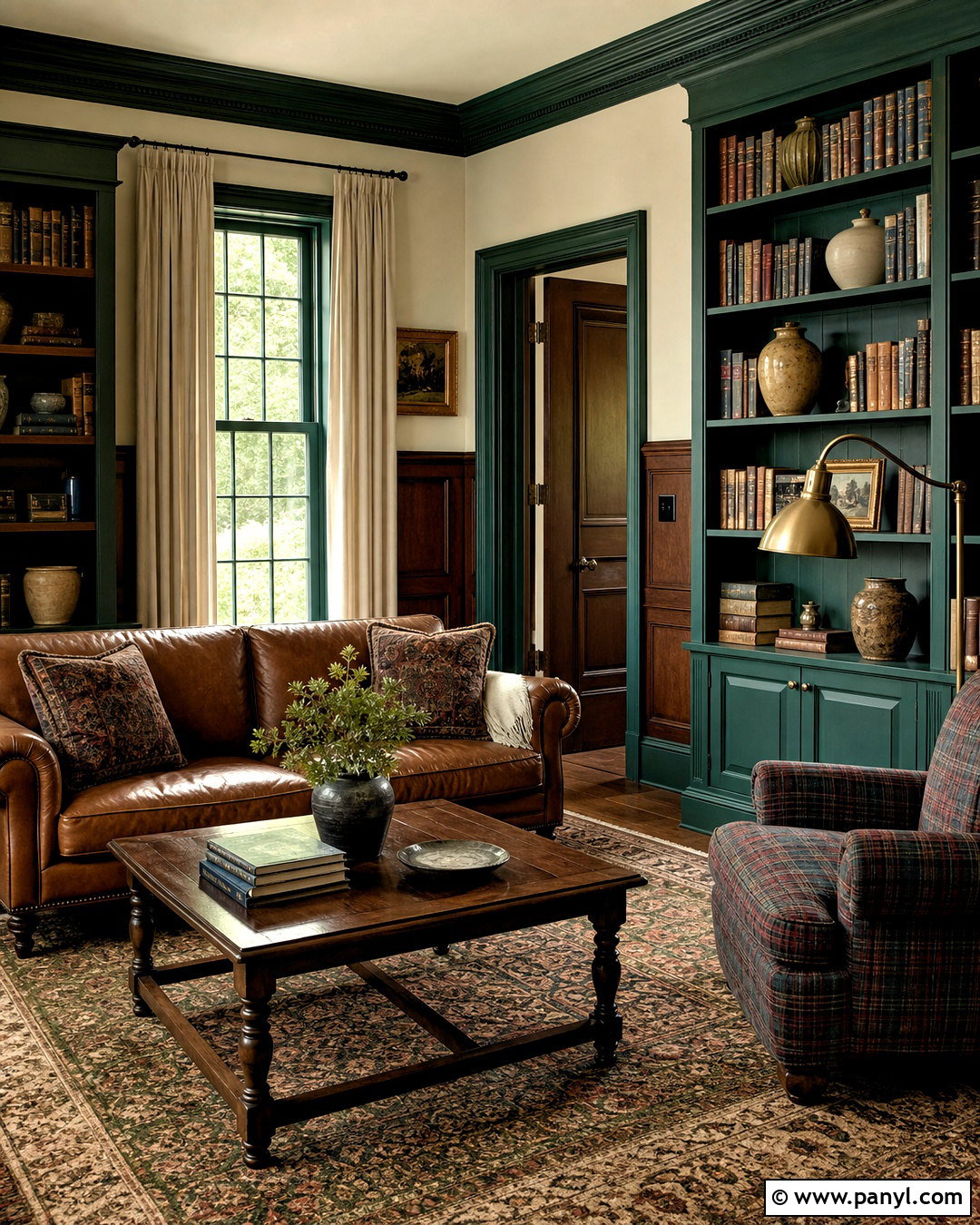 Dark Green Trim With Wood Paneling - 20 dark painted trim ideas