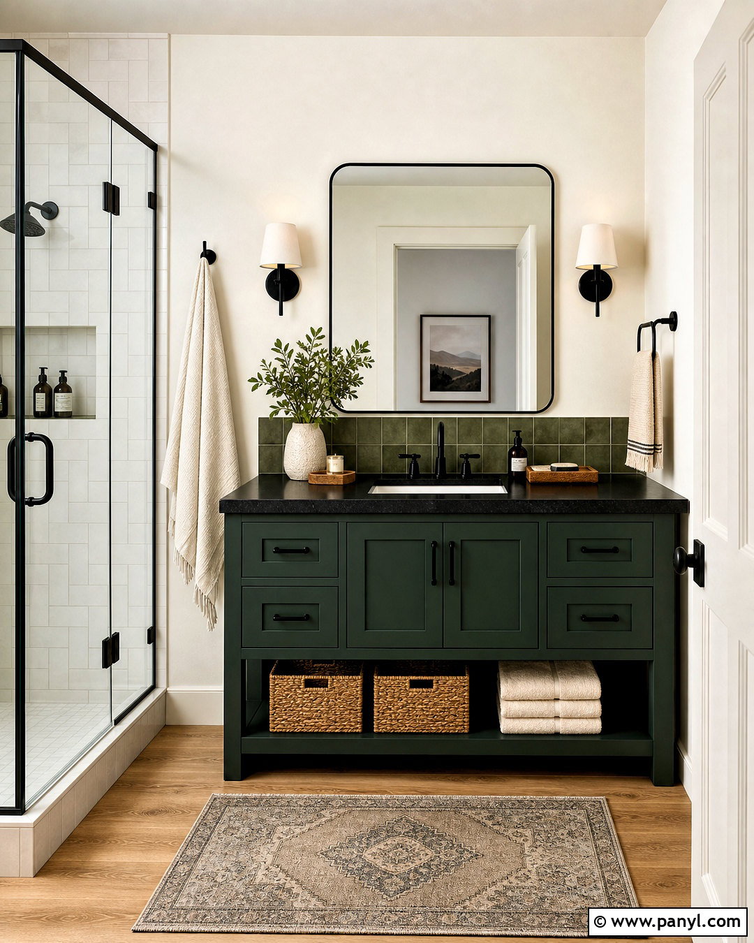 Dark Green Vanity With Black Countertop - 20 dark green and black bathroom ideas