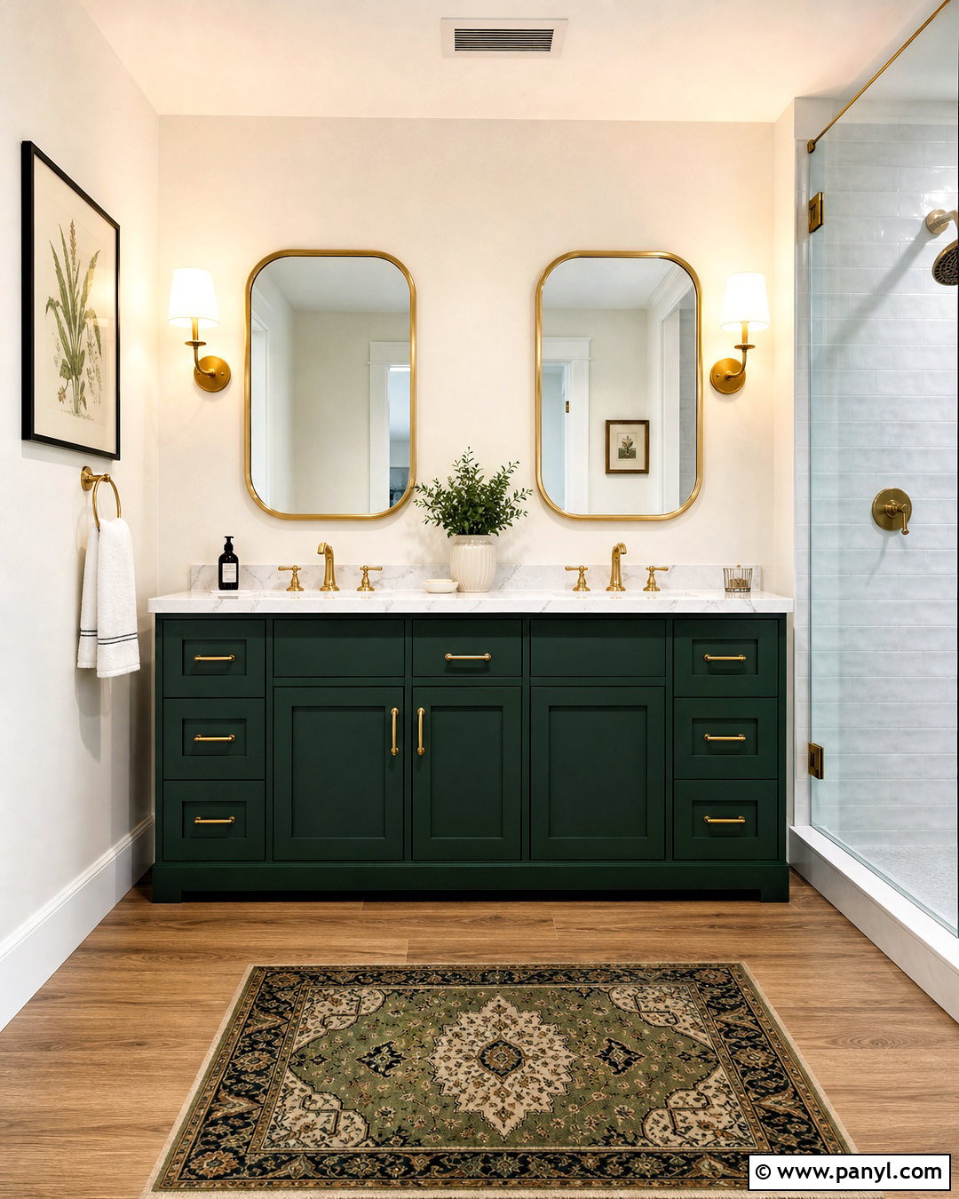 Dark Green Vanity With Gold Bathroom Accents - 20 dark green and gold bathroom ideas