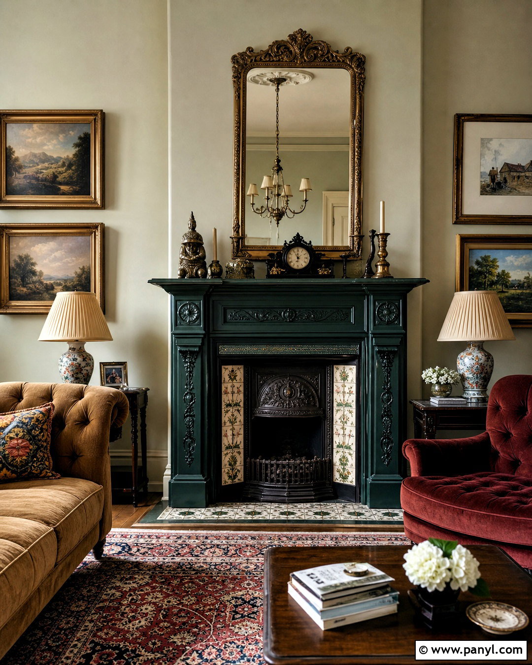 Dark Green Victorian Fireplace - 20 dark green fireplace ideas
