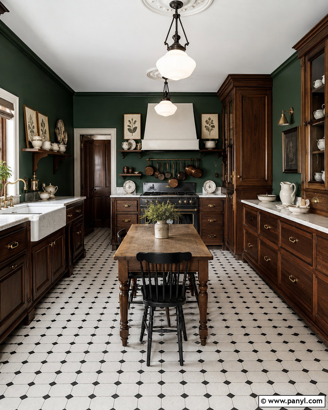 Dark Green Victorian Kitchen - 20 Vintage Kitchen With Green Walls