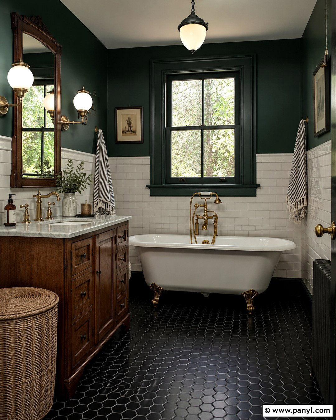 Dark Green Vintage Bathroom - 20 Vintage Bathroom With Dark Walls